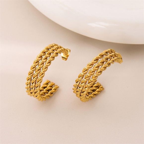 Round Planting Stainless Steel 18K gold plated Hoop Earrings - Picture 1 of 6
